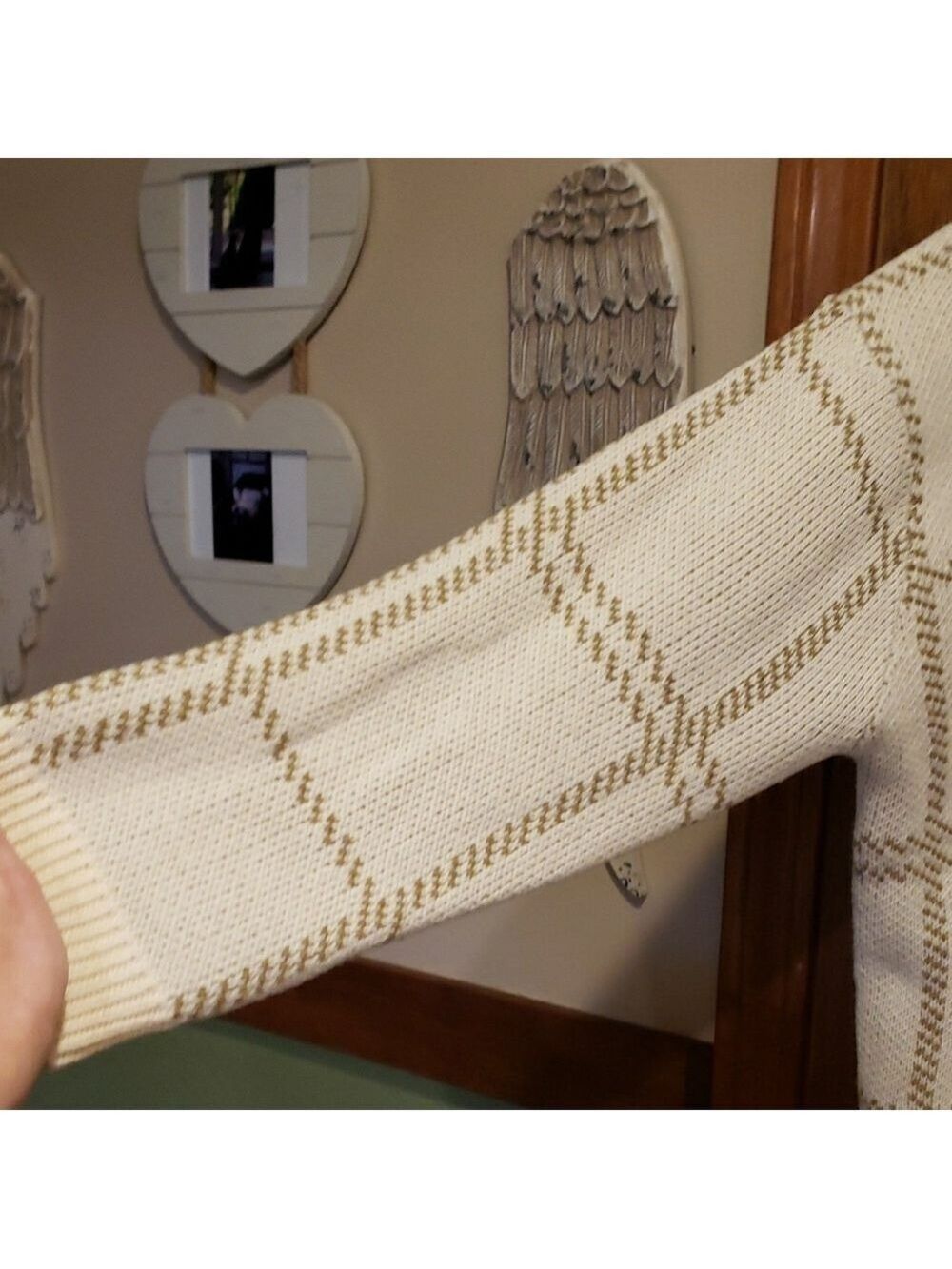 JODIFL Cream and Tan Checkered Turtleneck Sweater - Picture 9 of 13